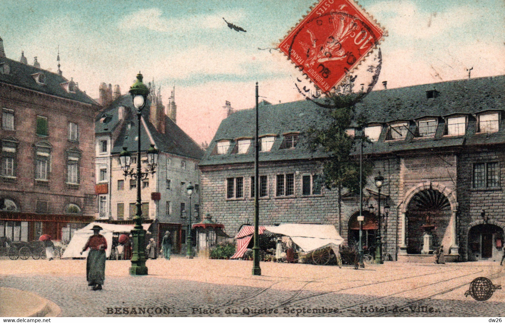 Besançon - Place Du Quatre Septembre, L'Hôtel De Ville - Edition S.F.N.G.R. - Carte Colorisée - Besancon