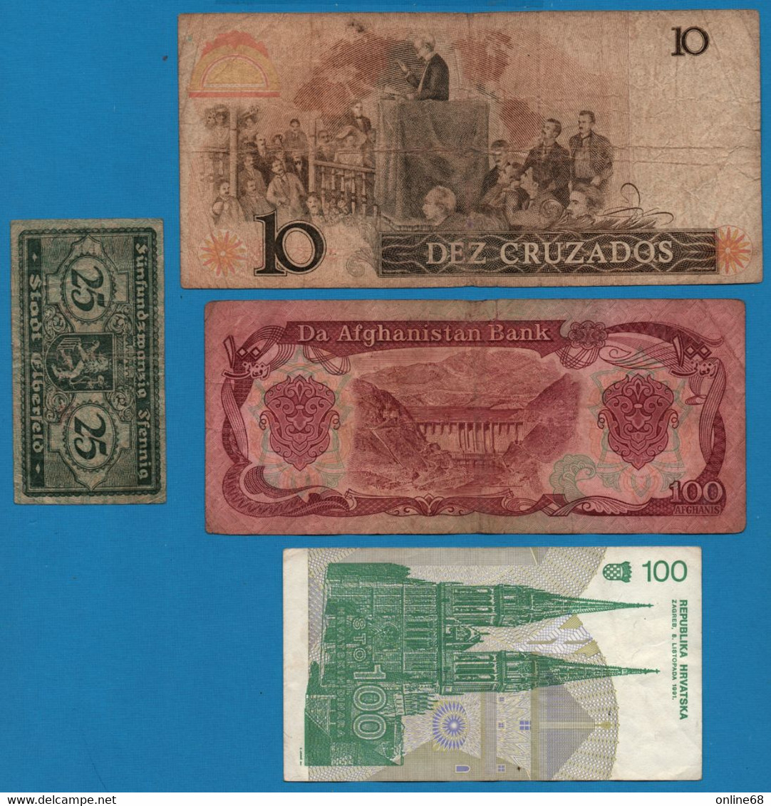 LOT BILLETS 4 BANKNOTES: BRASIL - AFGHANISTAN - CROATIA - GERMANY Local - Lots & Kiloware - Banknotes