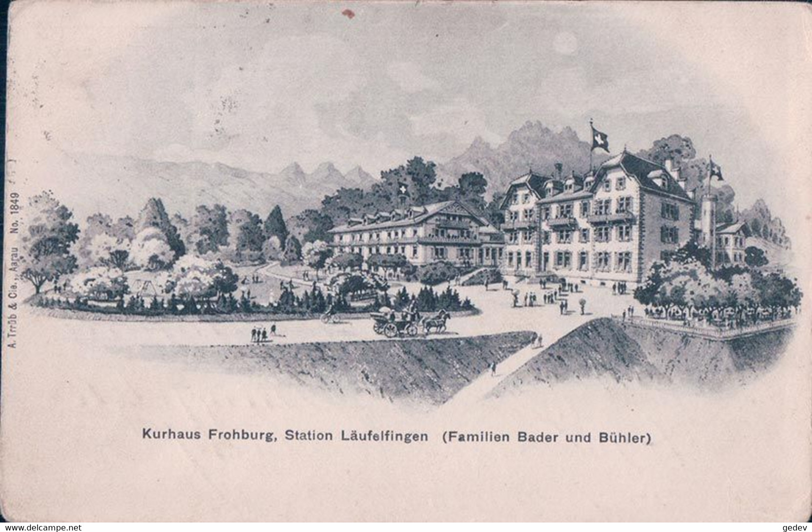 Läufelfingen BL, Kurhaus Frohburg, Station Läufelfingen, Familien Bader Und Bühler, Litho (1849) - Läufelfingen