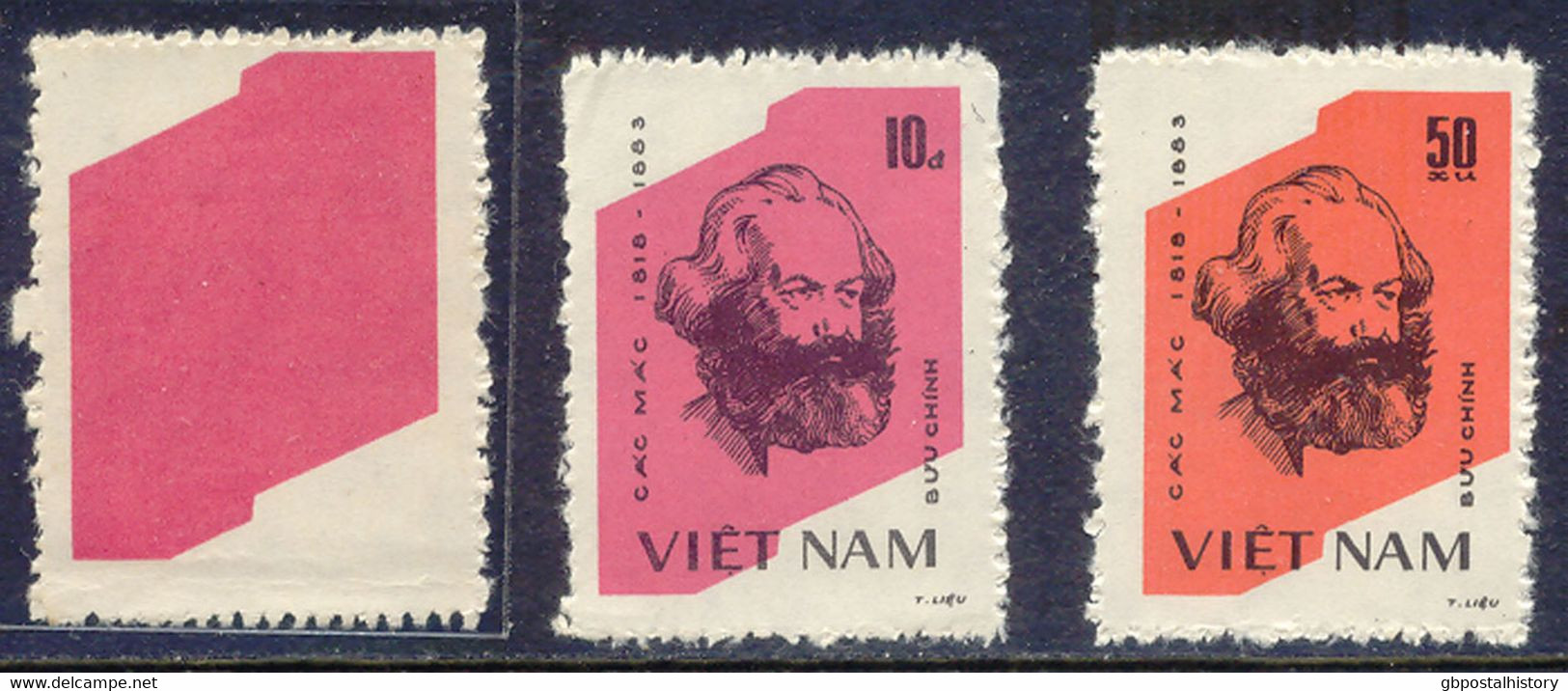 VIETNAM 1983, 100. Todestag Von Karl Marx, Postfr. Kab.-Satz, ABART: 10 D. Mit Fehlender Farbe Schwarzgraubraun, - Vietnam