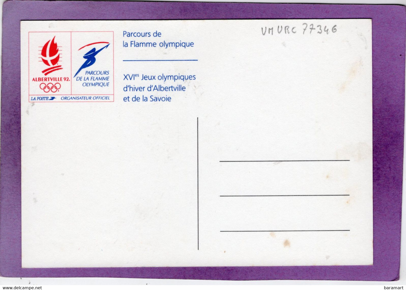 73 ALBERTVILLE 92 - Parcours De La Flamme Olympique Départ 14 Décembre 1991 Arrivée 8 Février 1992 Carte Géographique - Albertville