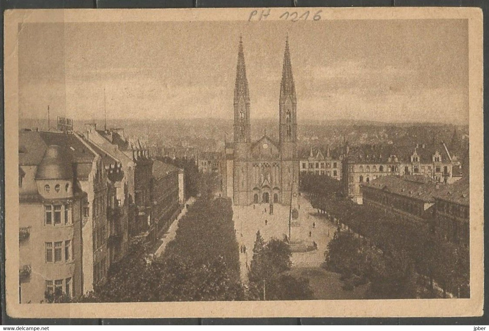 Belgique - Cachet "POSTES MILITAIRES 1" Du 1-5-23 - Carte Postale WIESBADEN - Luisenplatz Mit Kirche - Briefe U. Dokumente