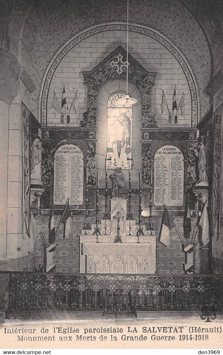 La SALVETAT (Hérault) - Intérieur De L'Eglise Paroissiale - Monument Aux Morts De La Grande Guerre 1914-1918 - La Salvetat