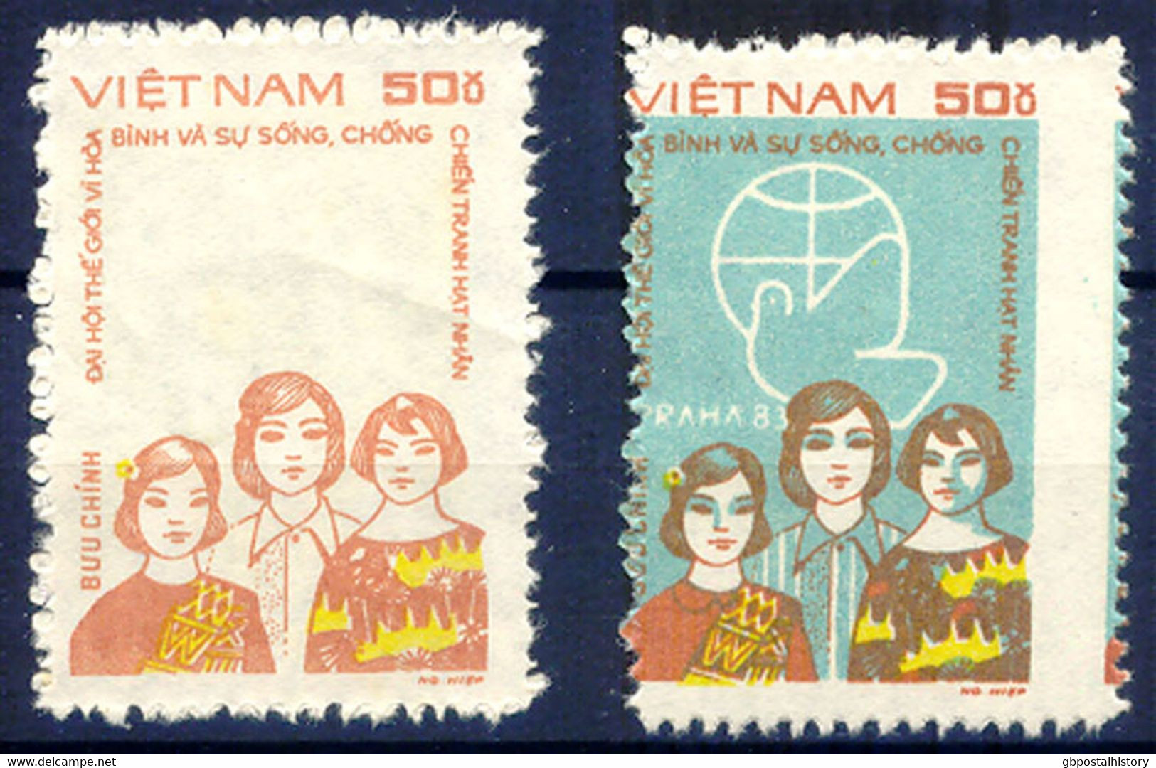 VIETNAM 1983, 50 Xu International Peace Meeting, Prague Very Fine U/M MAJOR VARIETY: MISSING COLORS - Vietnam