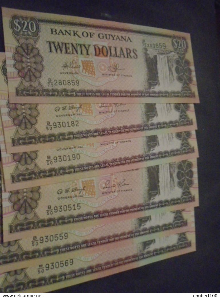 GUYANA , P 30b 30e 31 , 20 + 100 Dollars  , ND 1996 2010 1999, UNC Neuf , 7 Notes - Guyana