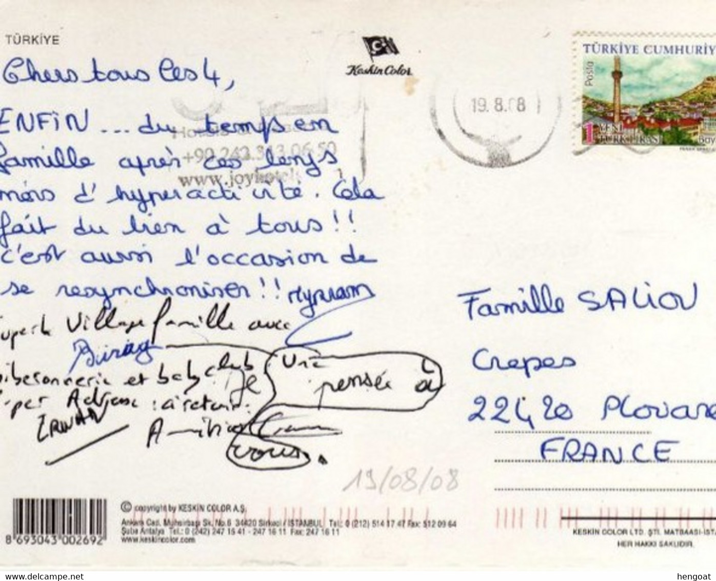 Timbre , Stamp  " Paysage : Bayburt " Sur Cp , Carte , Postcard Du 19/08/2008 - Lettres & Documents