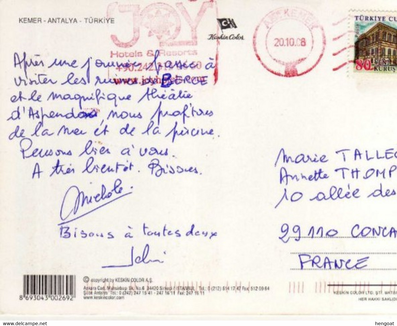 Timbre , Stamp  " Paysage : Sivas " Sur Cp , Carte , Postcard Du 21/10/2008 - Covers & Documents