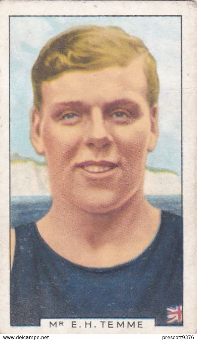 25 EH Temme Long Distance Swimmer  - Sporting Personalities 1936 - Gallaher Cigarette Card - Original - Gallaher