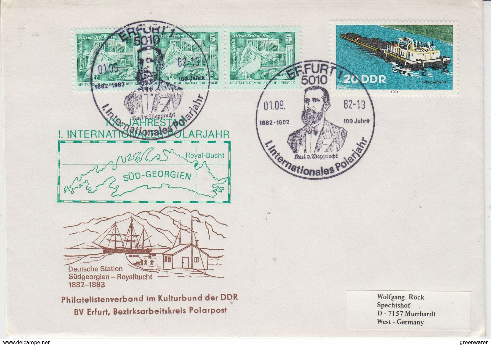 DDR 1982 Cover 100J. Internationales Polarjahr Ca Erfurt 01.09.1982 (DD232) - Internationale Pooljaar