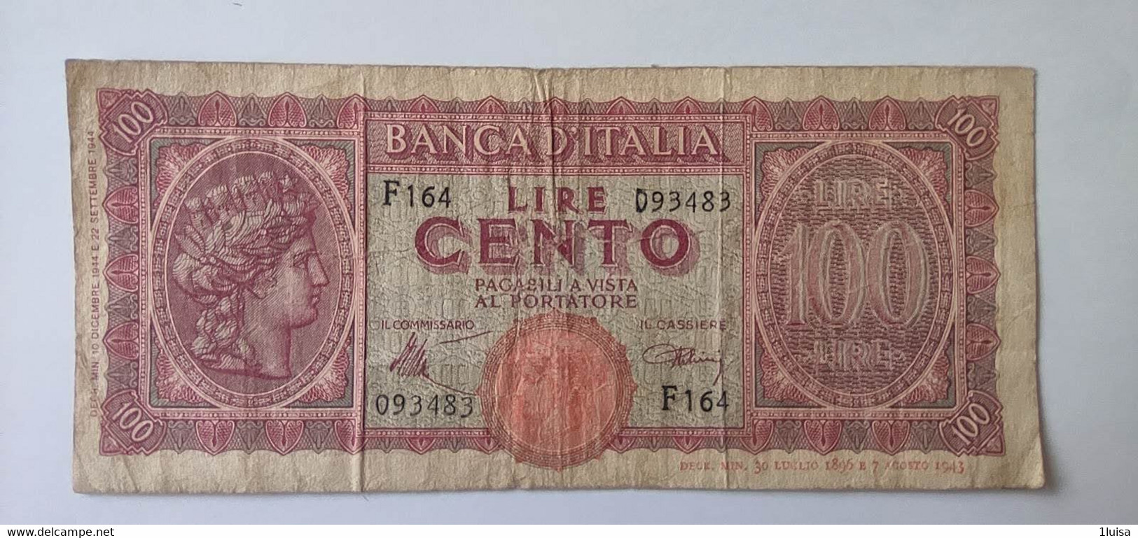 Italia  100 Lire 1944 - 100 Lire