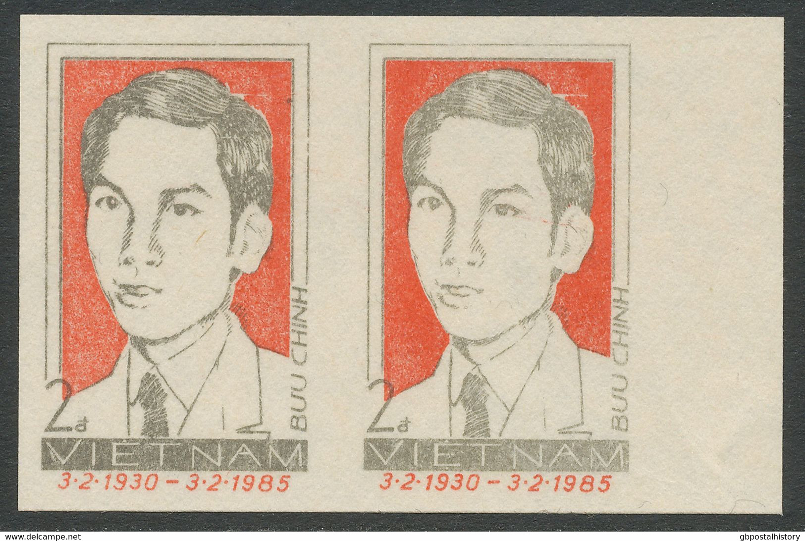 VIETNAM 1985, 55 Years Communist Party Of Vietnam, 2 D Grey/light Red Ho Chi Minh, Party Founder, Superb U/M Pair, MAJOR - Vietnam
