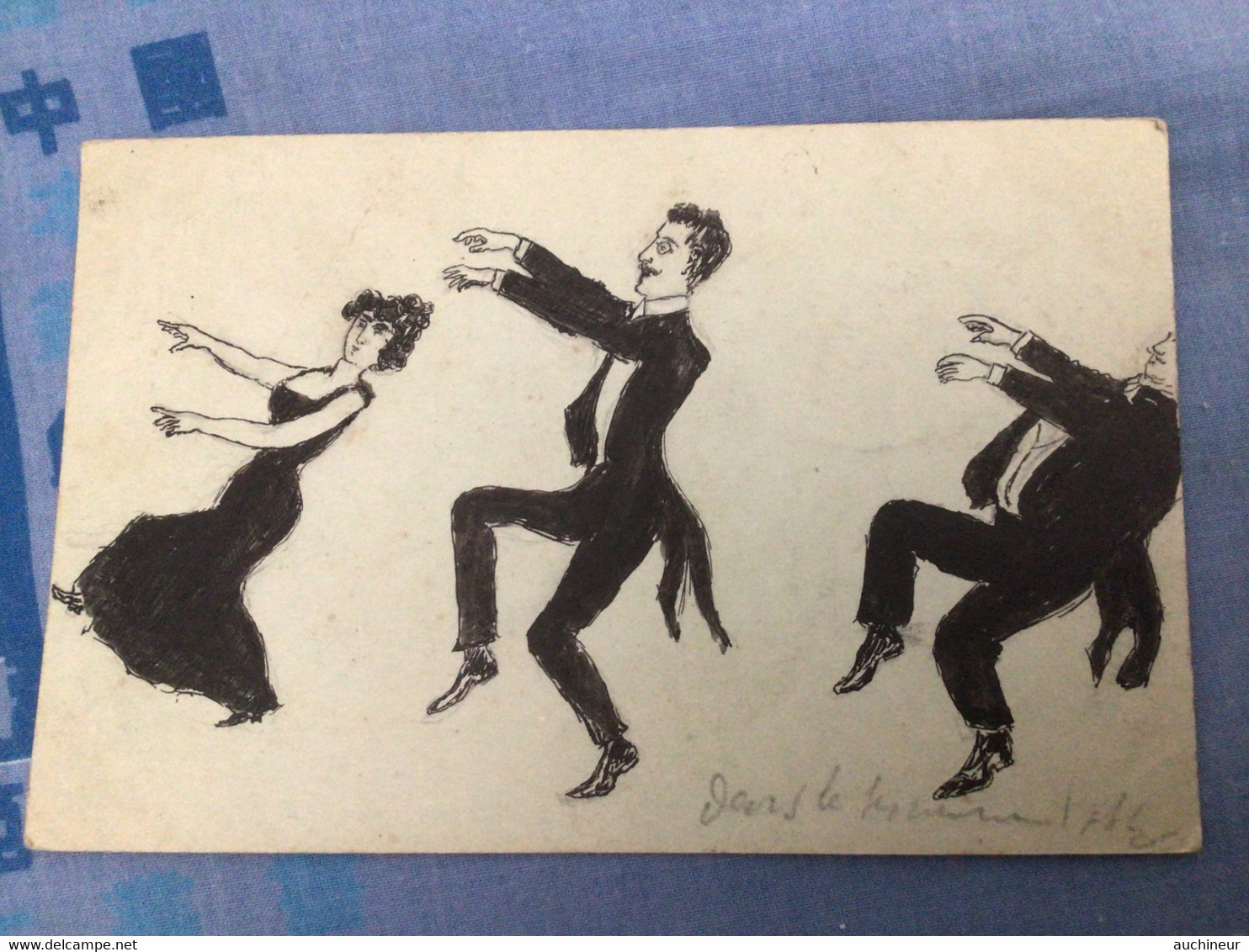 CPA DANSE DANCE CAKE WALK DESSIN À LA MAIN 1904 - Dance