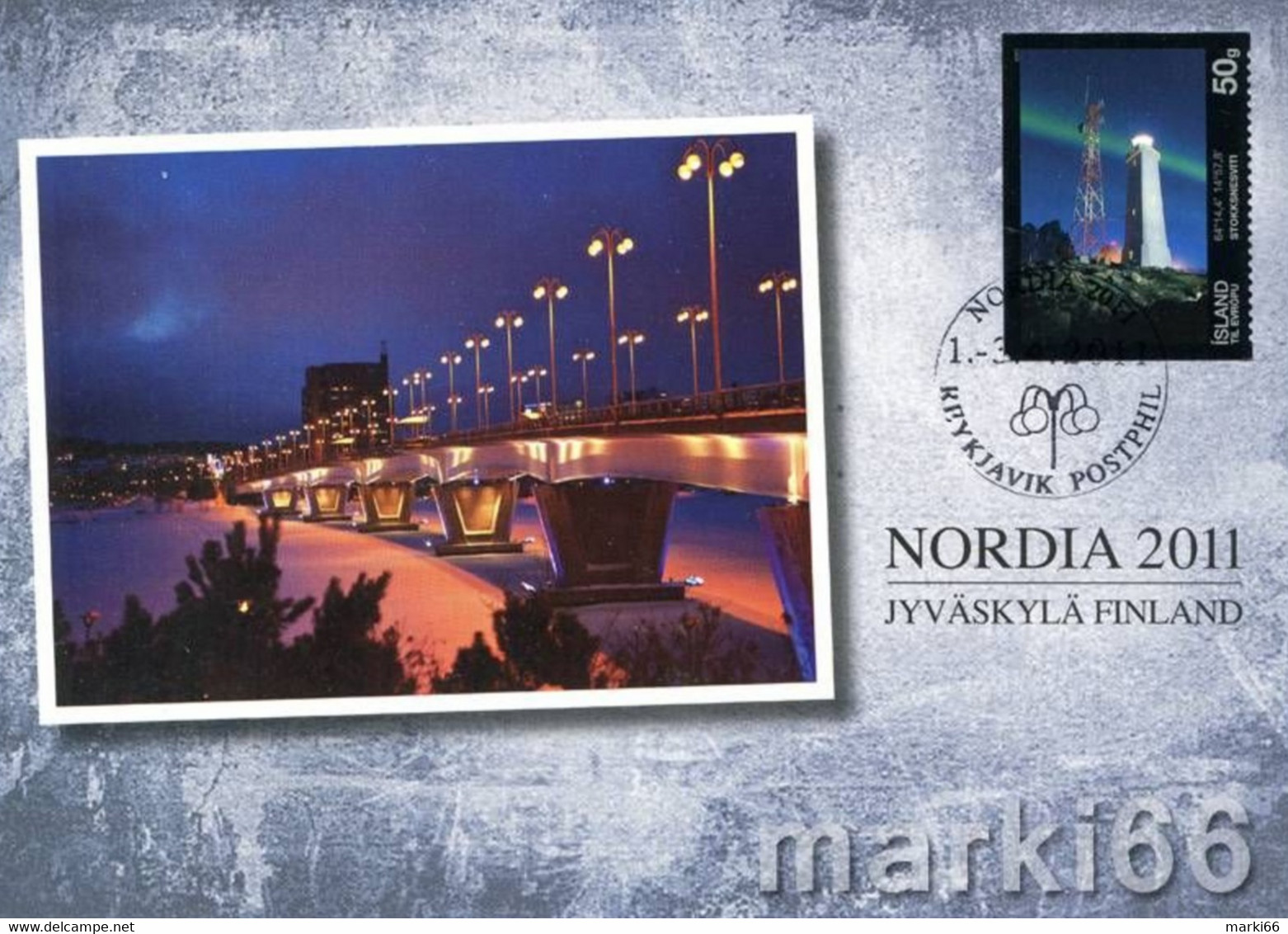 Iceland - 2011 - Exhibition Card - NORDIA 2011, Finland - Official Postcard With Stamp And Special Postmark - Maximum Cards