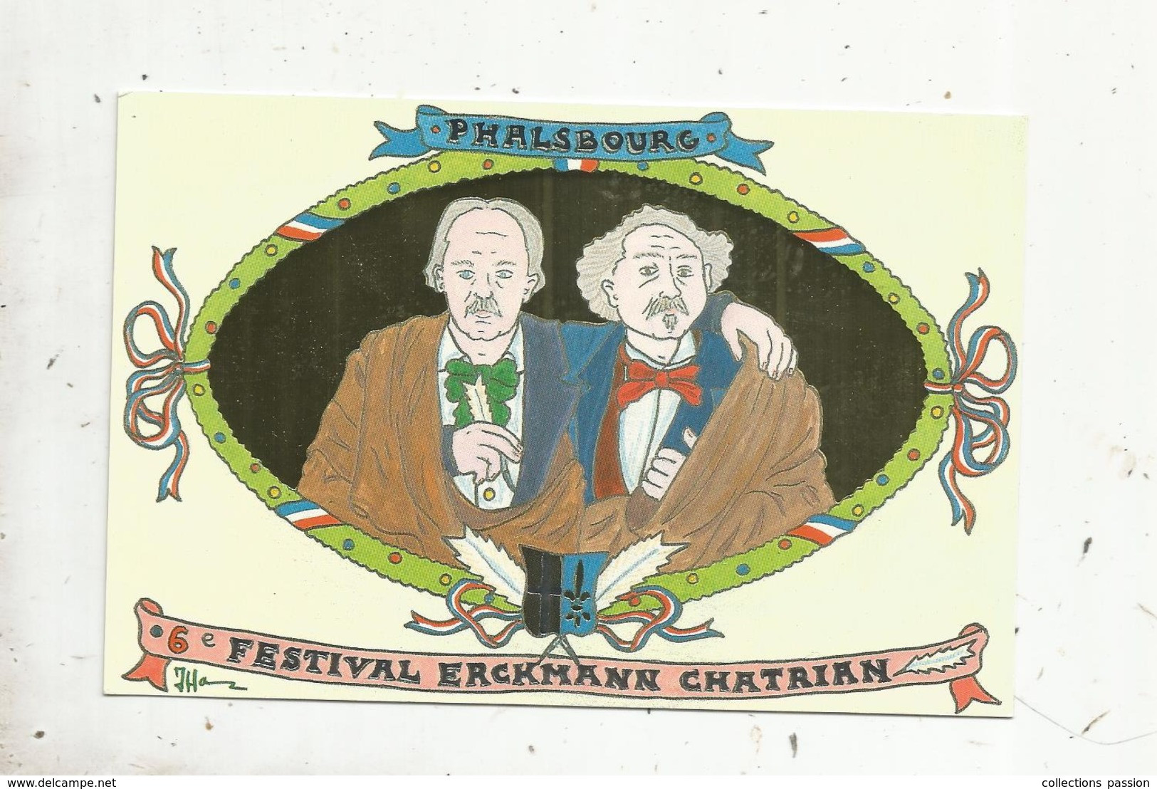 Cp, Illustrateur , Signée HAMM , PHALSBOURG ,6 E Festival ERCKMANN CHATRIAN ,vierge , 2 Scans ,DEDICACEE - Hamm