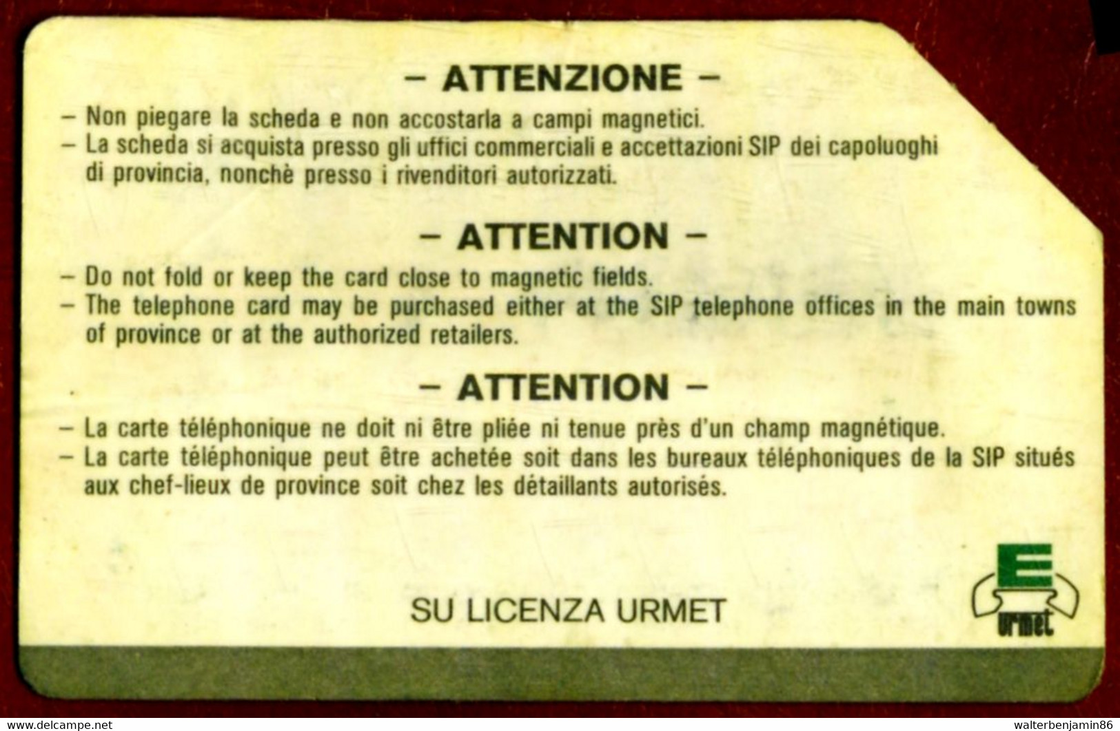 G P 68 C&C 1088 SCHEDA TELEFONICA USATA URMET ROSSA 10.000 L. 6 CIFRE NUMERICHE 2^A QUALITÀ - [3] Fehlliste