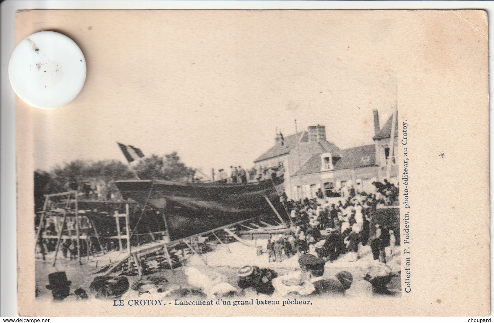 80 - Carte Postale De Ancienne De  LE CROTOY   Lancement D'un Grand Bateau Pècheur   ( A Voyagé 1906) - Trouville