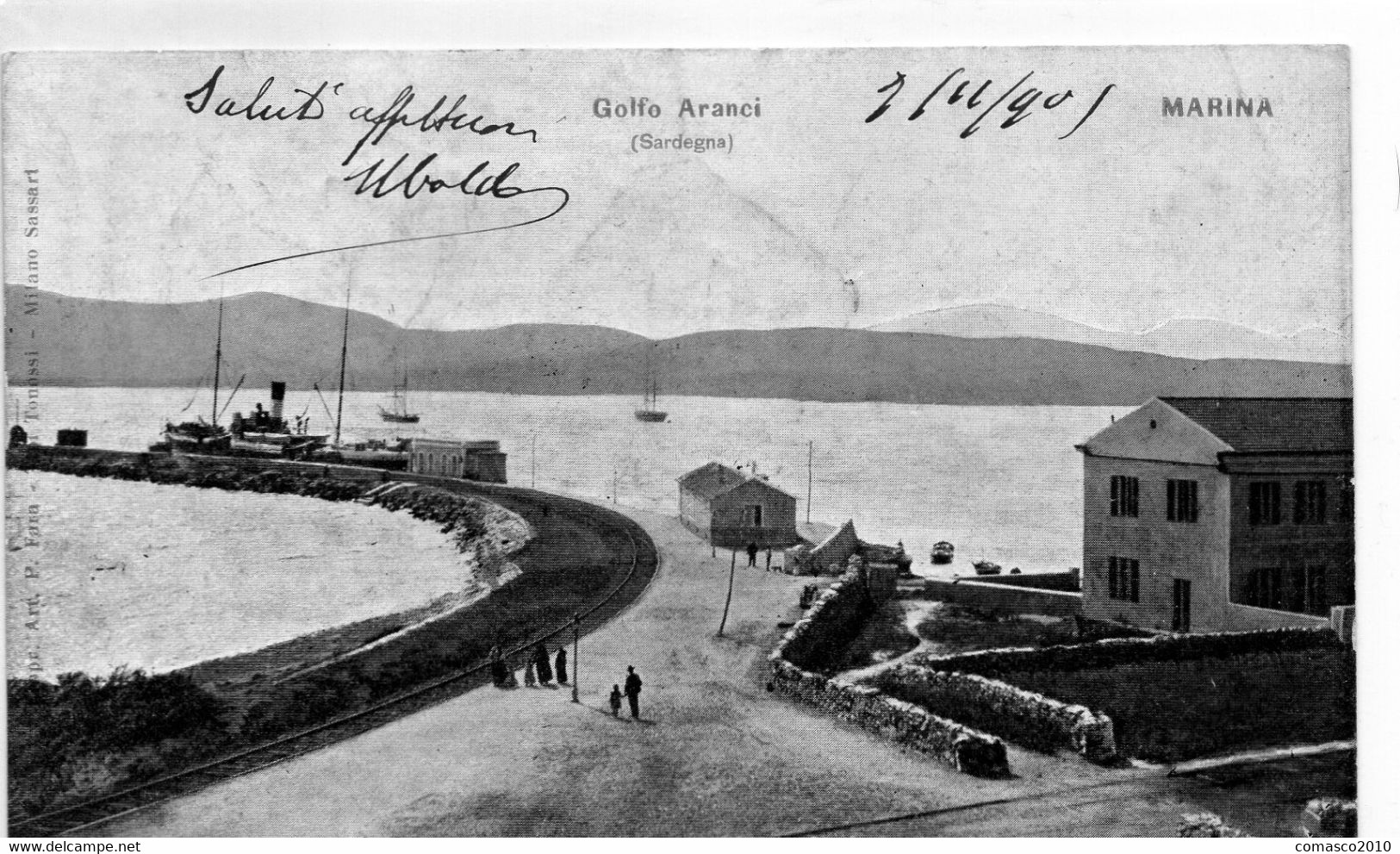 Cartolina Di GOLFO ARANCI MARINA  Viaggiata Nel 1901 Bella E Molto  Rara - Olbia