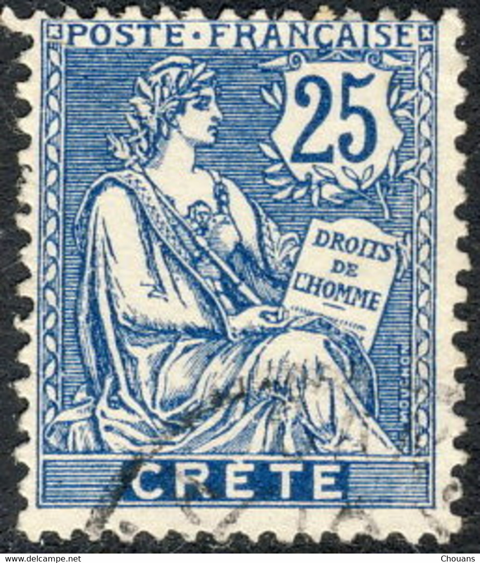 Crète 1902. Bureaux Français ~ YT 9 - 25 C. Type Mouchon - Oblitérés