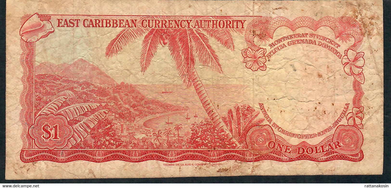 E.C.S. P13c10 1 DOLLAR Type C  1965 #B79 Signature 12  FINE NO P.h. - Caribes Orientales