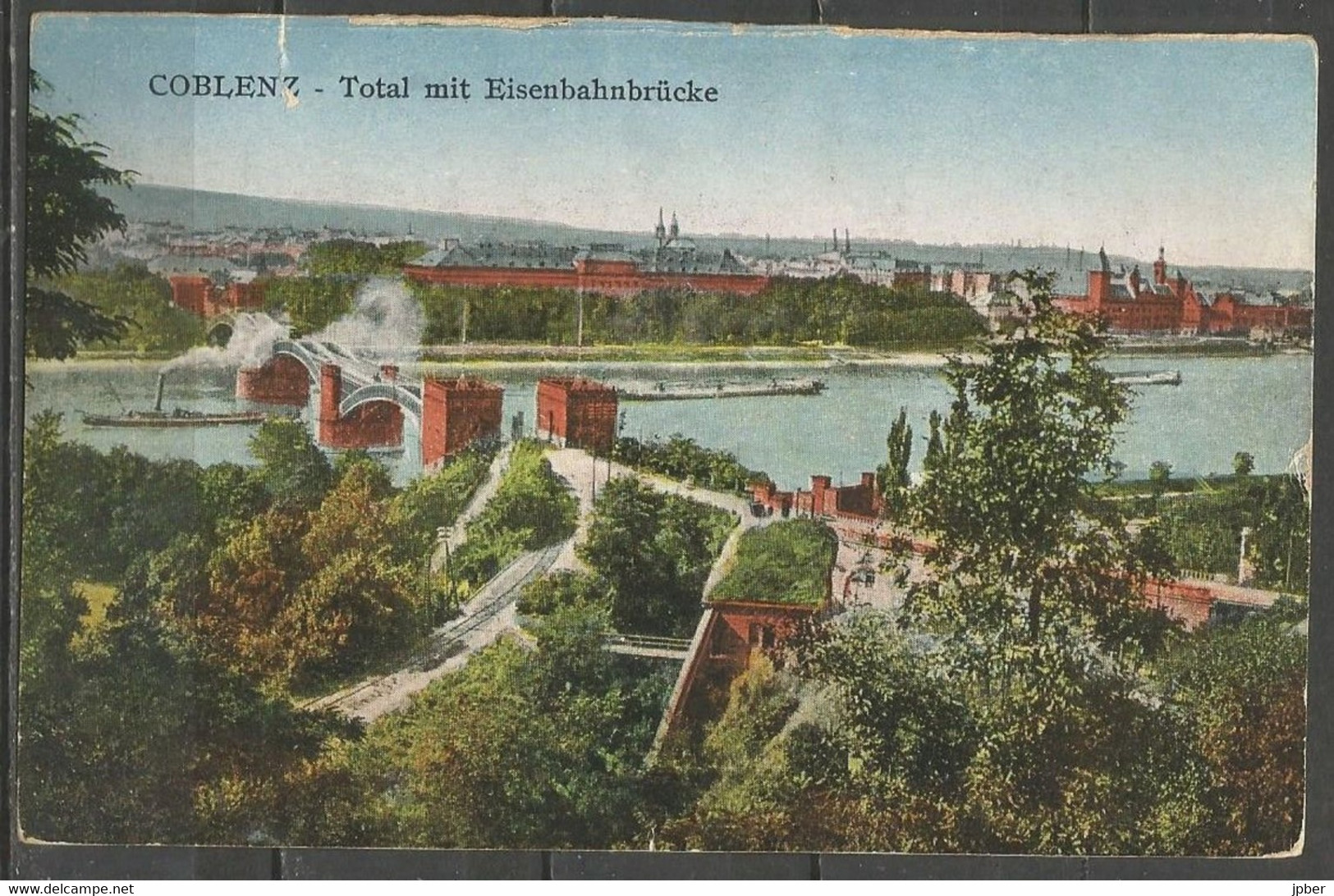 Belgique - Cachet "POSTES MILITAIRES 9" Du 9-6-25 - Carte Postale COBLENZ - Total Mit Eisenbahnbrücke - Briefe U. Dokumente