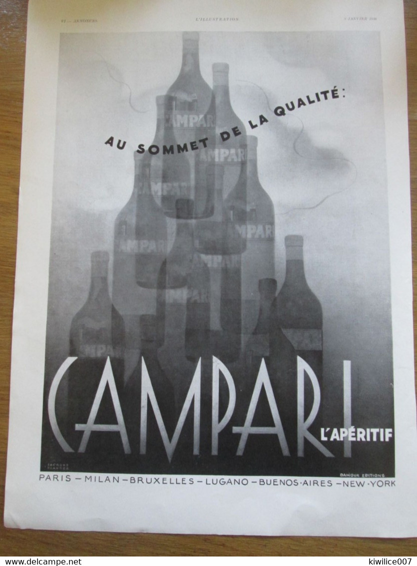1938  Publicité   APERITIF CAMPARI - Alcools