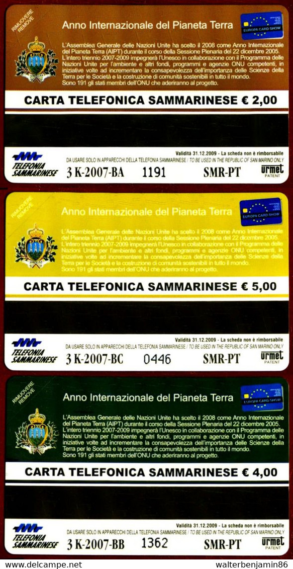 G SM 141 C&C 7141 3 SCHEDE TELEFONICHE SAN MARINO NUOVE MAGNETIZZATE ANNO DEL PIANETA TERRA - San Marino