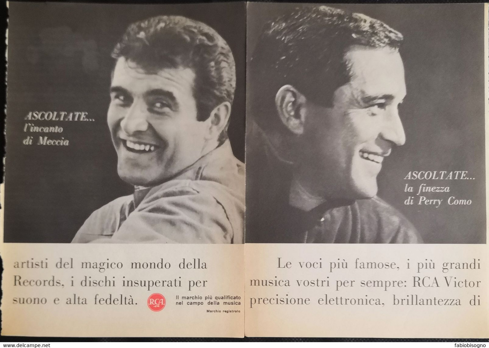 1963 - Dischi RCA MECCIA PERRY COMO - 2 Pag. Pubblicità Cm. 13 X 18 - Manifesti & Poster