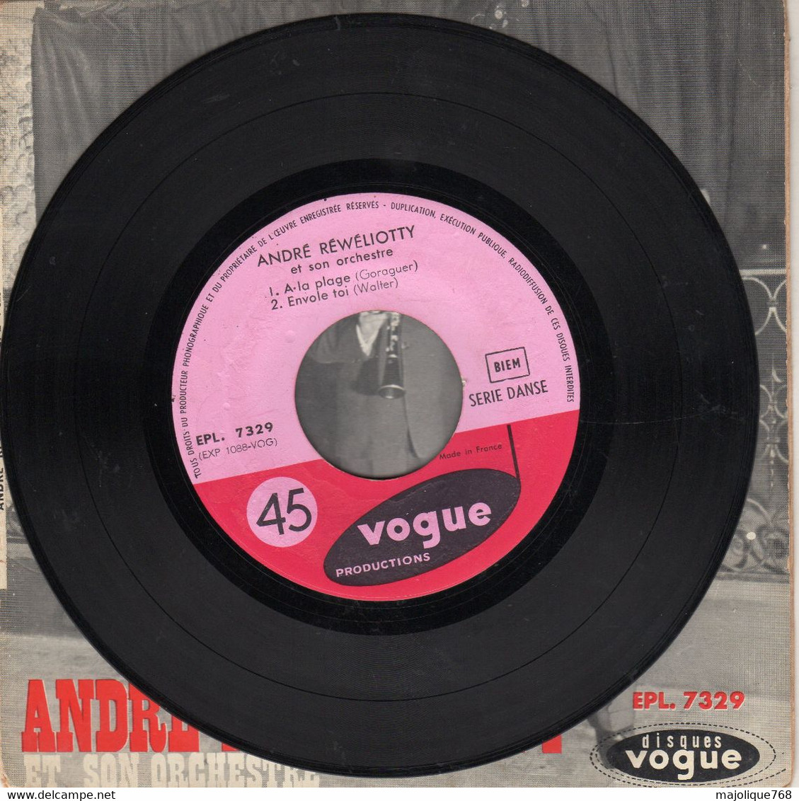 Disque 45 T De André Reweliotty Et Son Orchestre - A La Plage - Vogue EPL 7329 - France - Jazz