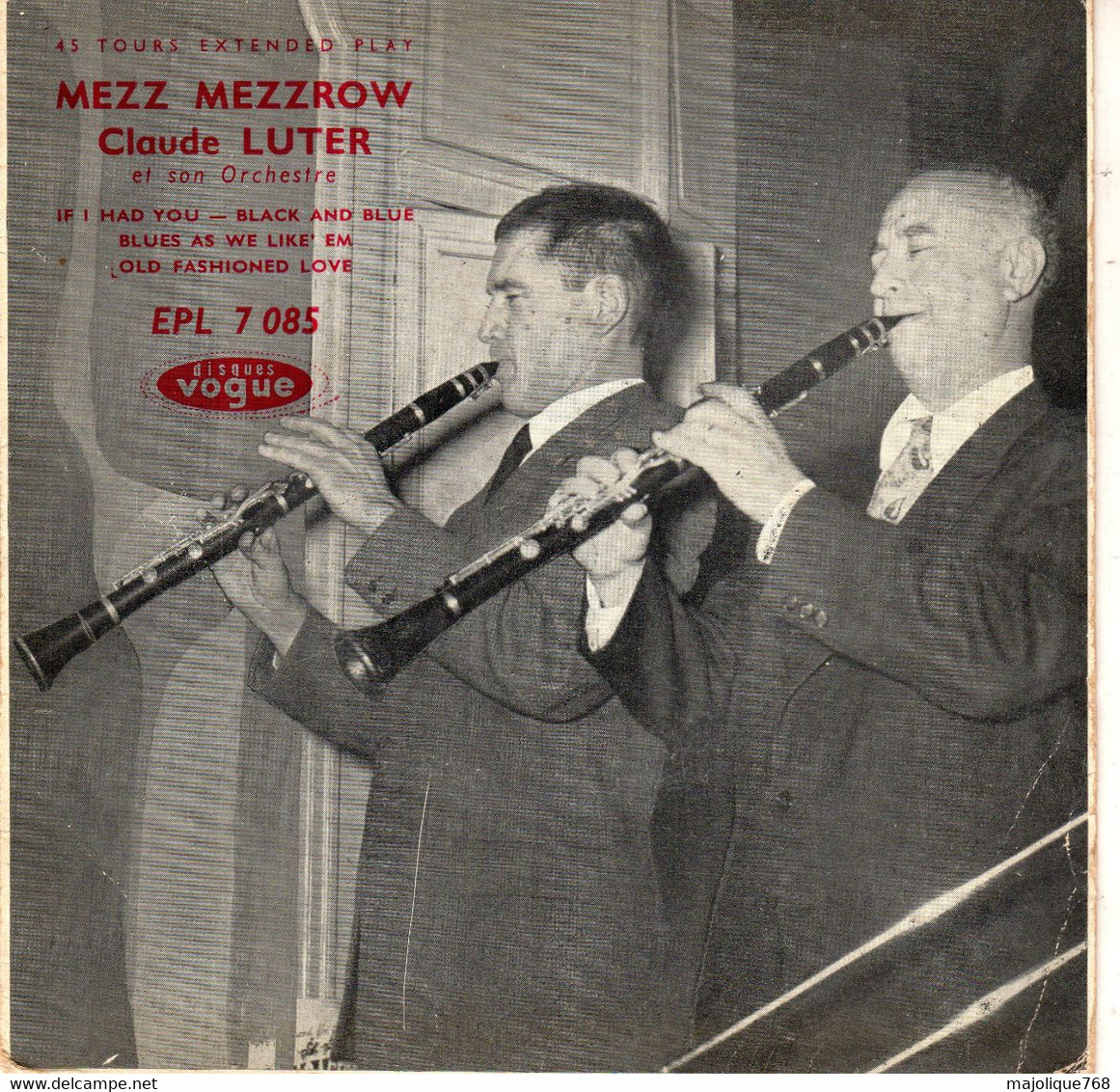 Disque 45 T De Milton " Mezz " Mezzrow - Claude Luter ET Son Orchestre - Vogue EPL 7085 - France 1951 - Jazz