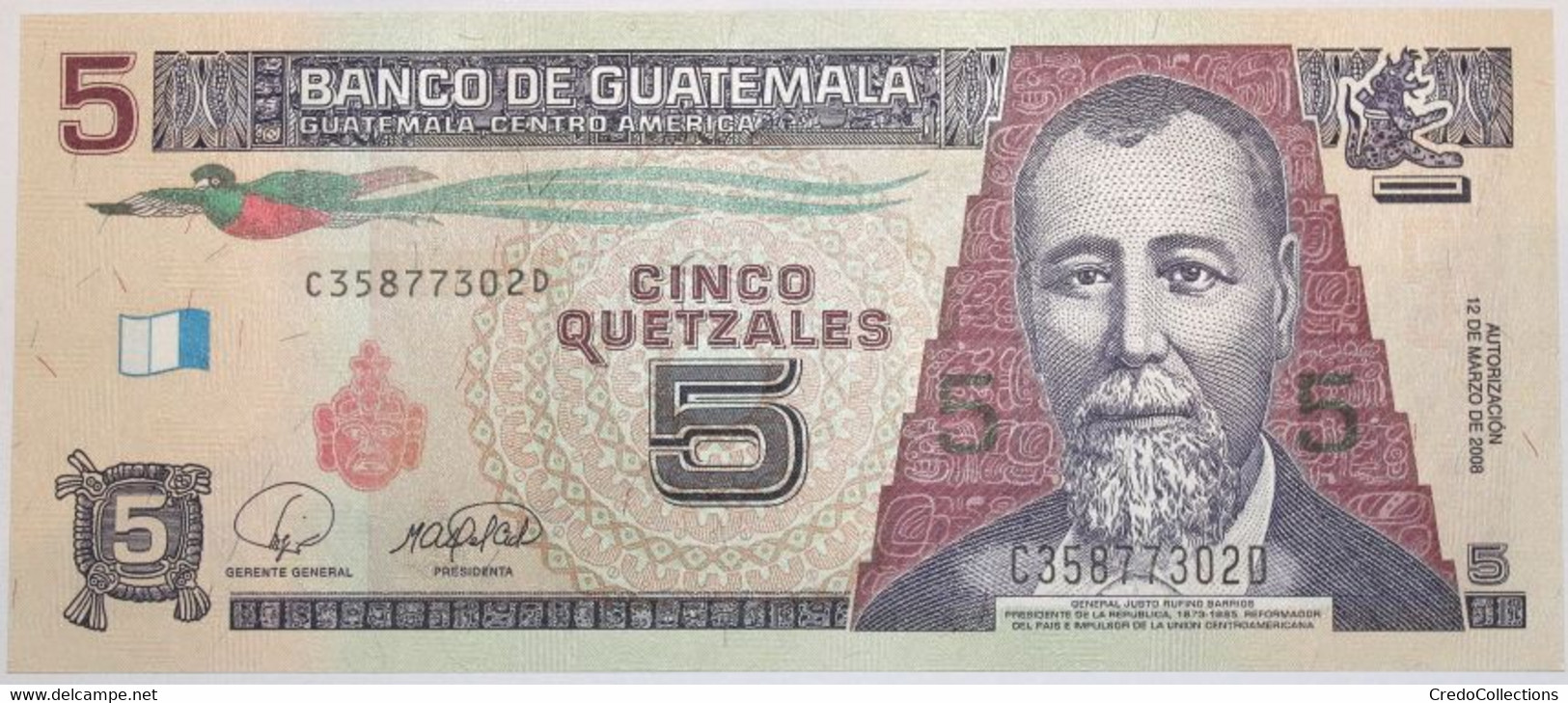 Guatemala - 5 Quetzales - 2008 - PICK 116 - NEUF - Guatemala
