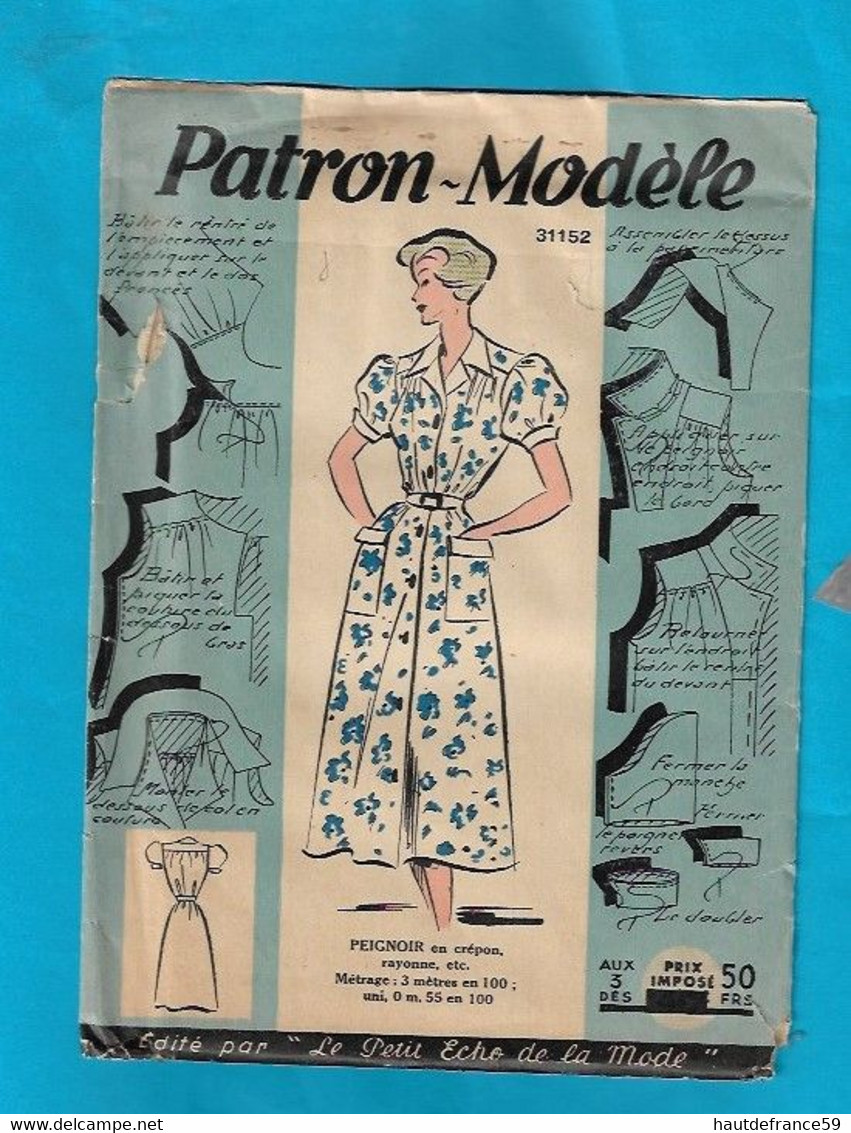 Ancien PATRON Modèle PEIGNOIR Crépon - édité  Par Le Petit Echo De La Mode - Schnittmuster