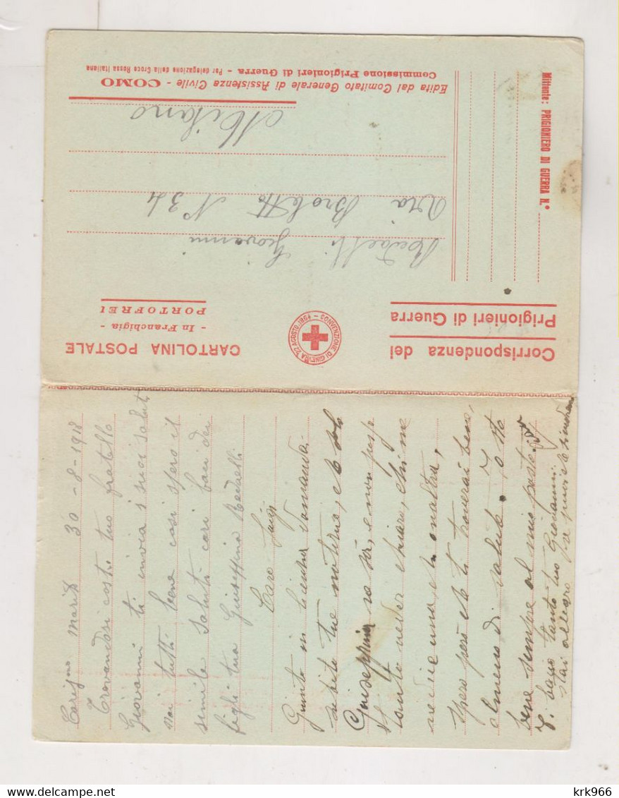 ITALY 1918 WW I POW Nice Censored Stationery To Germany - Autres & Non Classés