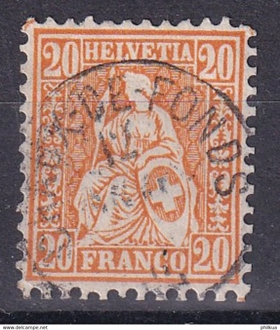 Zumstein 32 / Michel 24 Schweiz Sitzende Helvetia Mit Vollstempel CHAUX DE FONDS - Usados