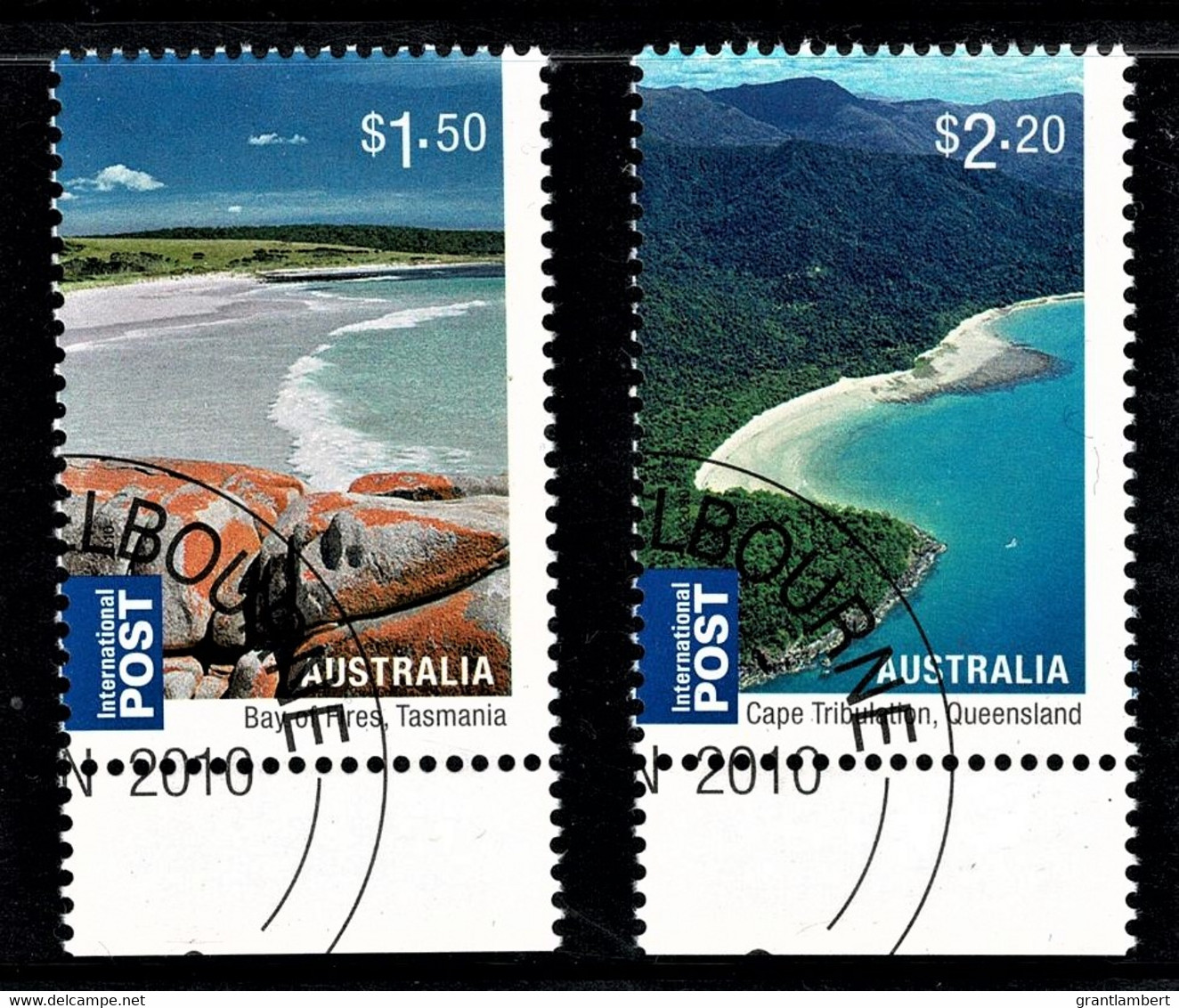 Australia 2010 Beaches $1.50 & $2.20 Internationals Marginal CTO - - Used Stamps