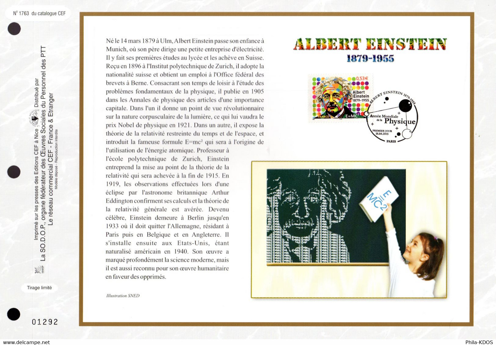 &#9989;  " ALBERT EINSTEIN " Sur Feuillet CEF 1er Jour N°té De 2005. N° YT 3779 Parfait état FDC A SAISIR ! - Albert Einstein