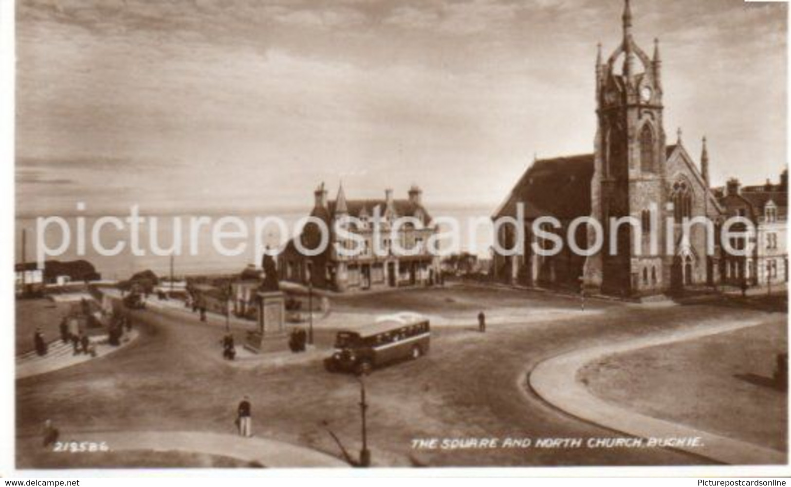 BUCKIE THE SQUARE AND NORTH CHURCH OLD R/P POSTCARD SCOTLAND - Banffshire