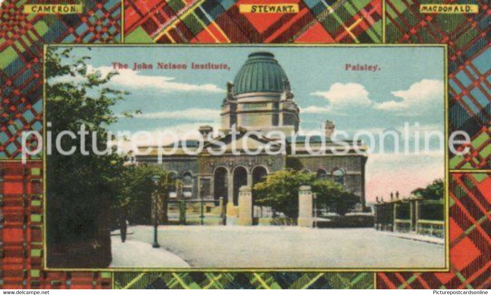 PAISLEY THE JOHN NELSON INSTITUTE OLD COLOUR TARTAN POSTCARD SCOTLAND MILTON POSTCARD - Renfrewshire