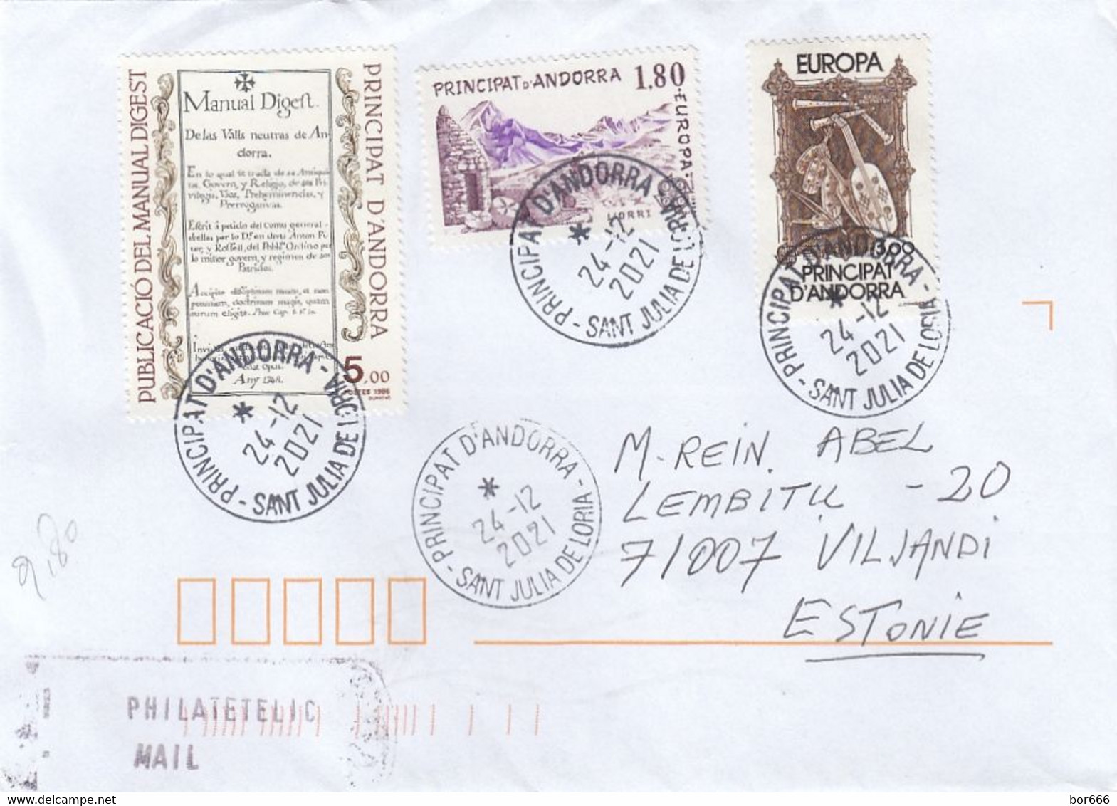 GOOD ANDORRA Postal Cover To ESTONIA 2021 - Good Stamped: Europa ; Manual - Covers & Documents