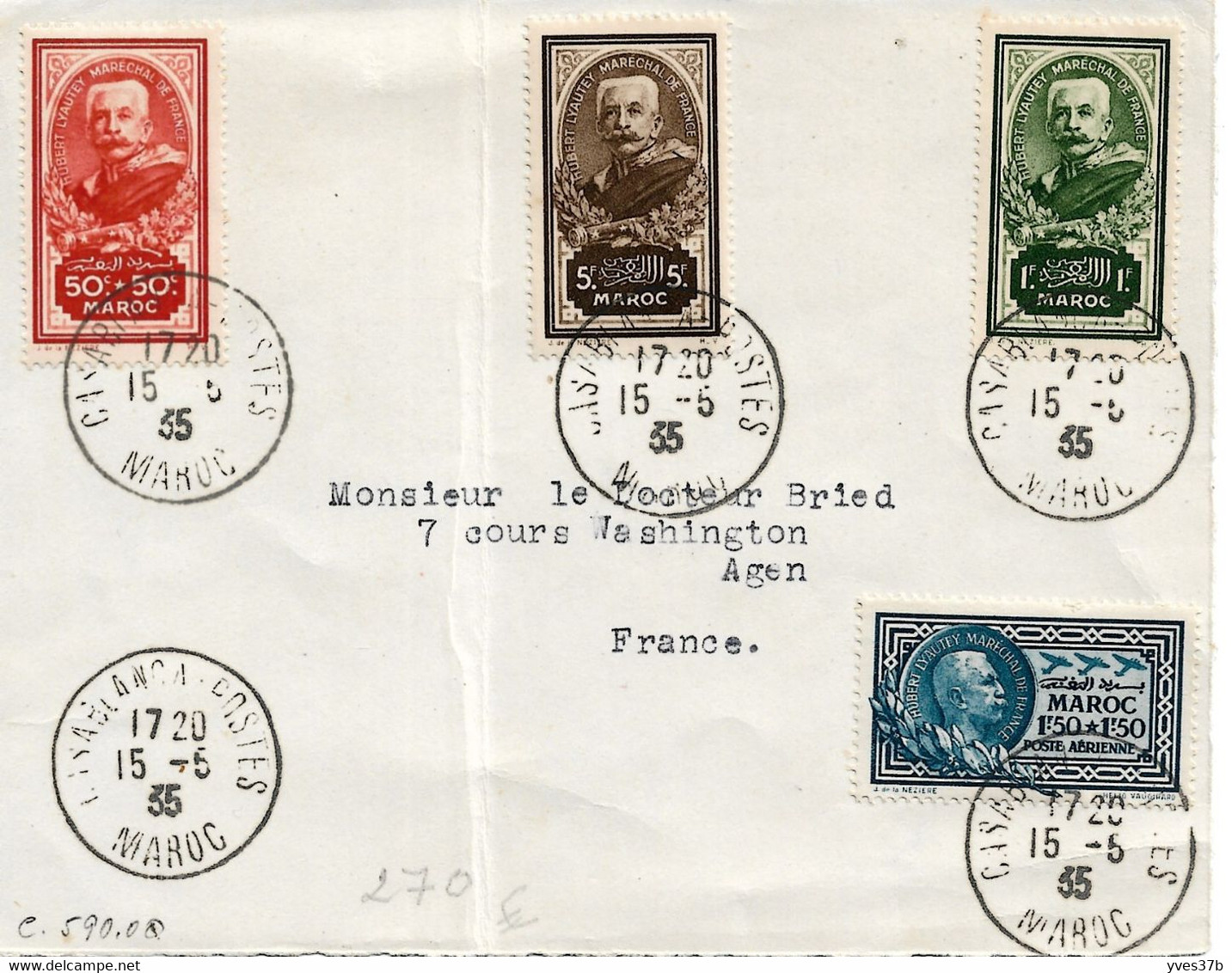 MAROC - Postes N°150/152 + PA N°40 S/devant De Lettre - TTB - Marokko (1956-...)