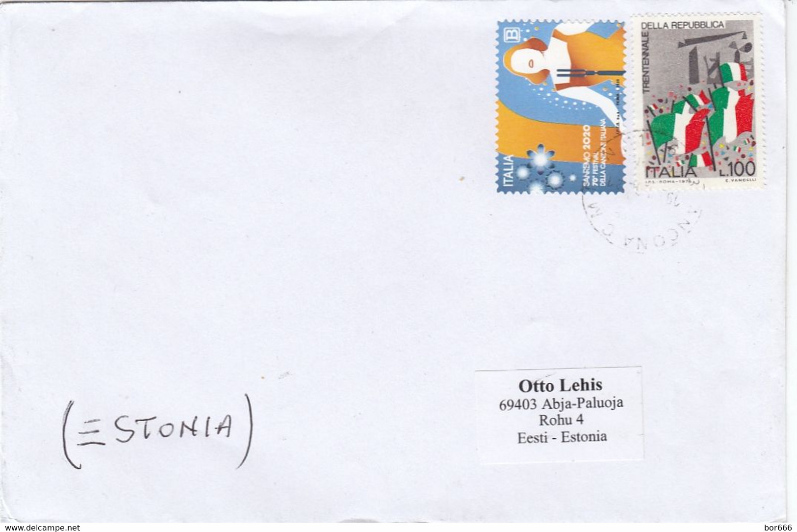 GOOD ITALY Postal Cover To ESTONIA 2021 - Good Stamped: Flags ; San Remo Song Festival - 2021-...: Gebraucht