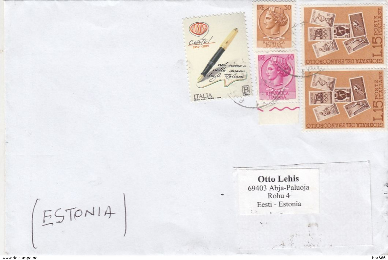 GOOD ITALY Postal Cover To ESTONIA 2021 - Good Stamped: Turrita ; Stamp On Stamp ; Aurora - 2021-...: Oblitérés