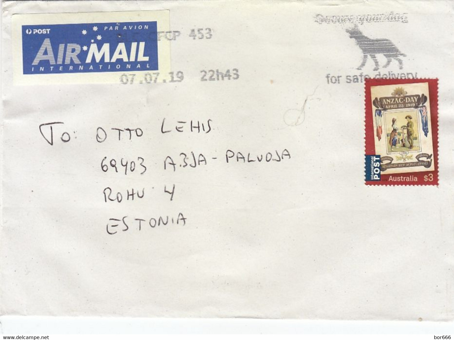 GOOD AUSTRALIA Postal Cover To ESTONIA 2019 - Good Stamped: Anzac Day - Brieven En Documenten