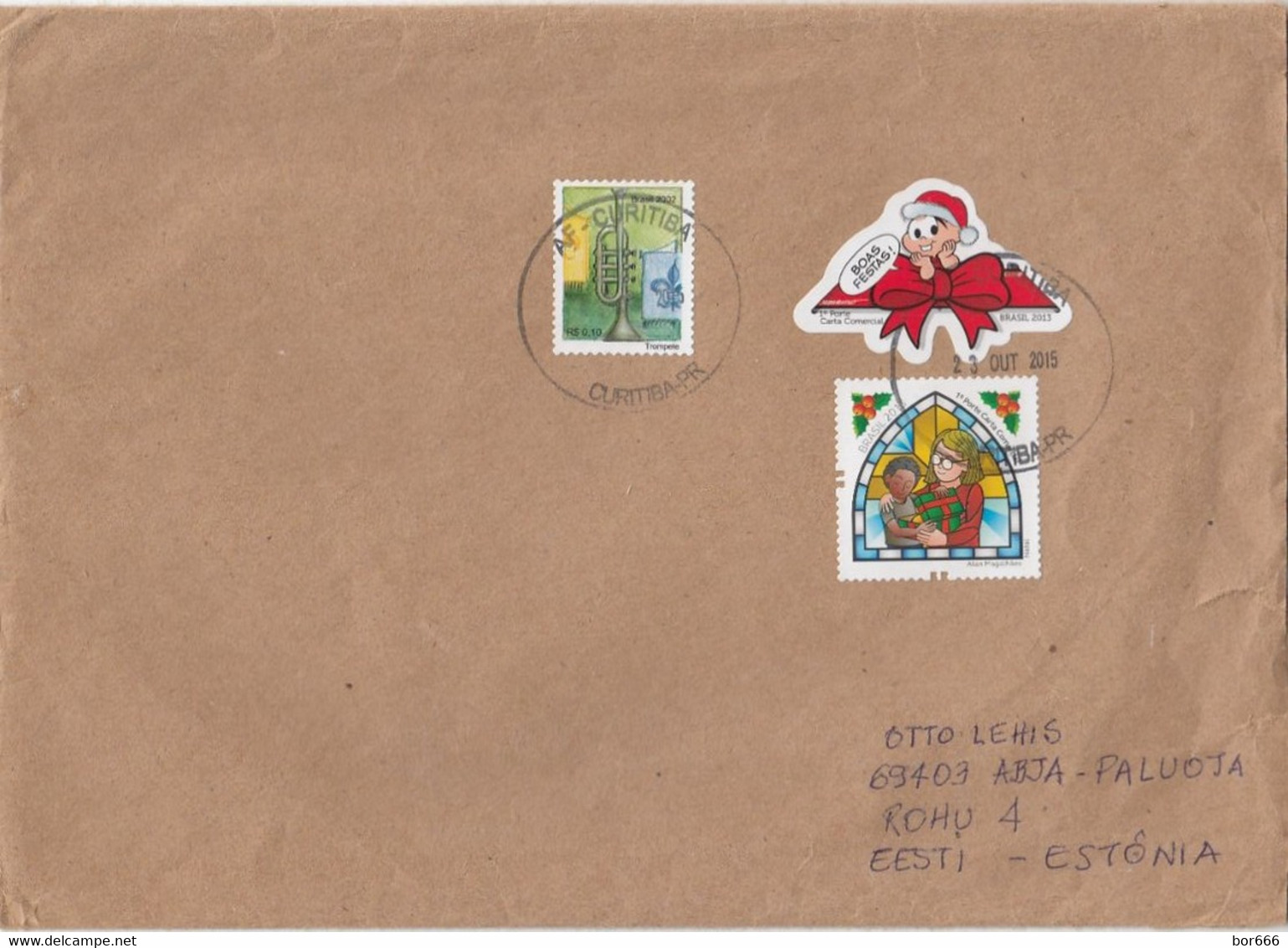 GOOD BRAZIL Postal Cover To ESTONIA 2015 - Good Stamped: Christmas - Storia Postale