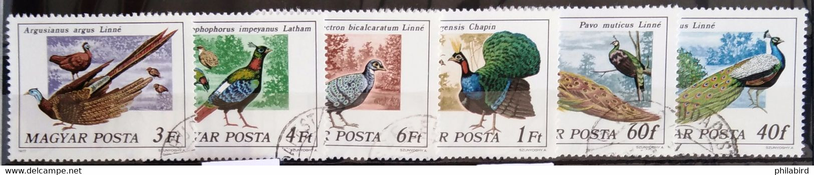 OISEAUX - HONGRIE               N° 2550/2555                        OBLITERE - Peacocks