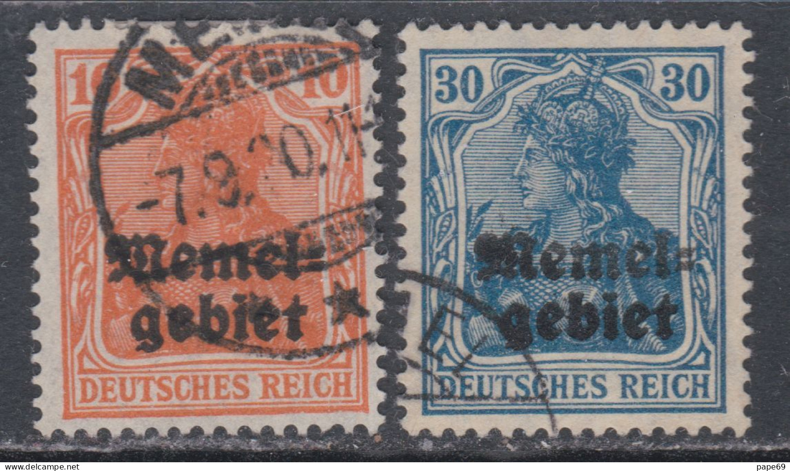 Memel N° 3 + 7 O Timbres D' Allemagne Surchargés, Les 2 Valeurs Oblitérées, TB - Used Stamps