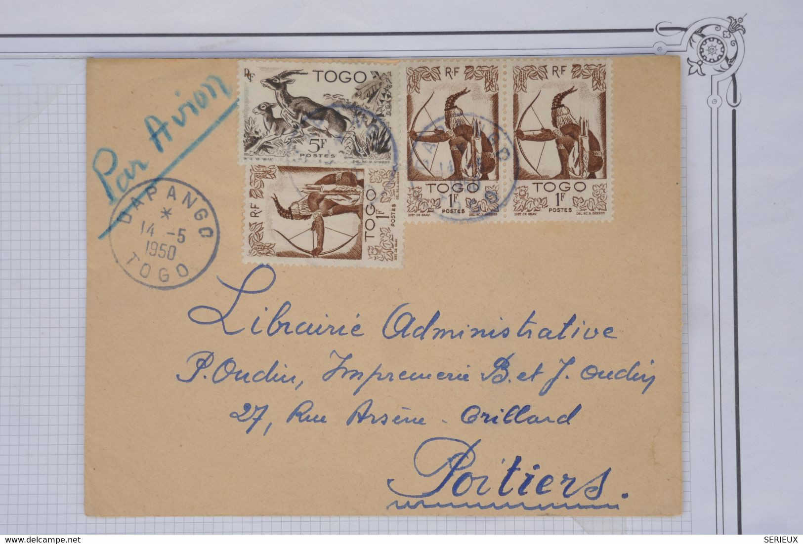 AZ11 AOF TOGO   BELLE LETTRE RECOM. 1946  PETIT BUREAU DAPANGO  A POITIERS   FRANCE++ + PAIRE TP + AFFRANCH. PLAISANT - Storia Postale