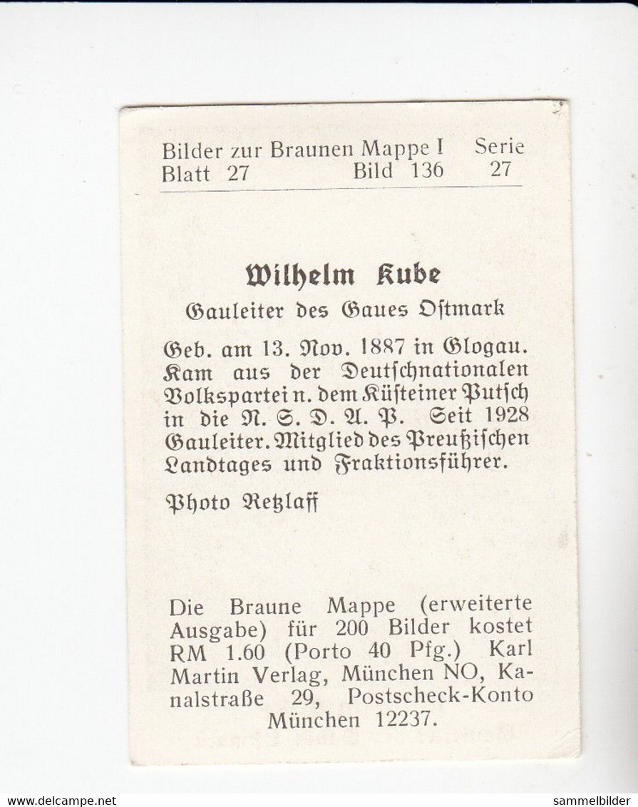 Braune Mappe Wilhelm Kube Gauleiter Des Gaues Ostmark   Bild # 136 Von 1933 - Collections & Lots