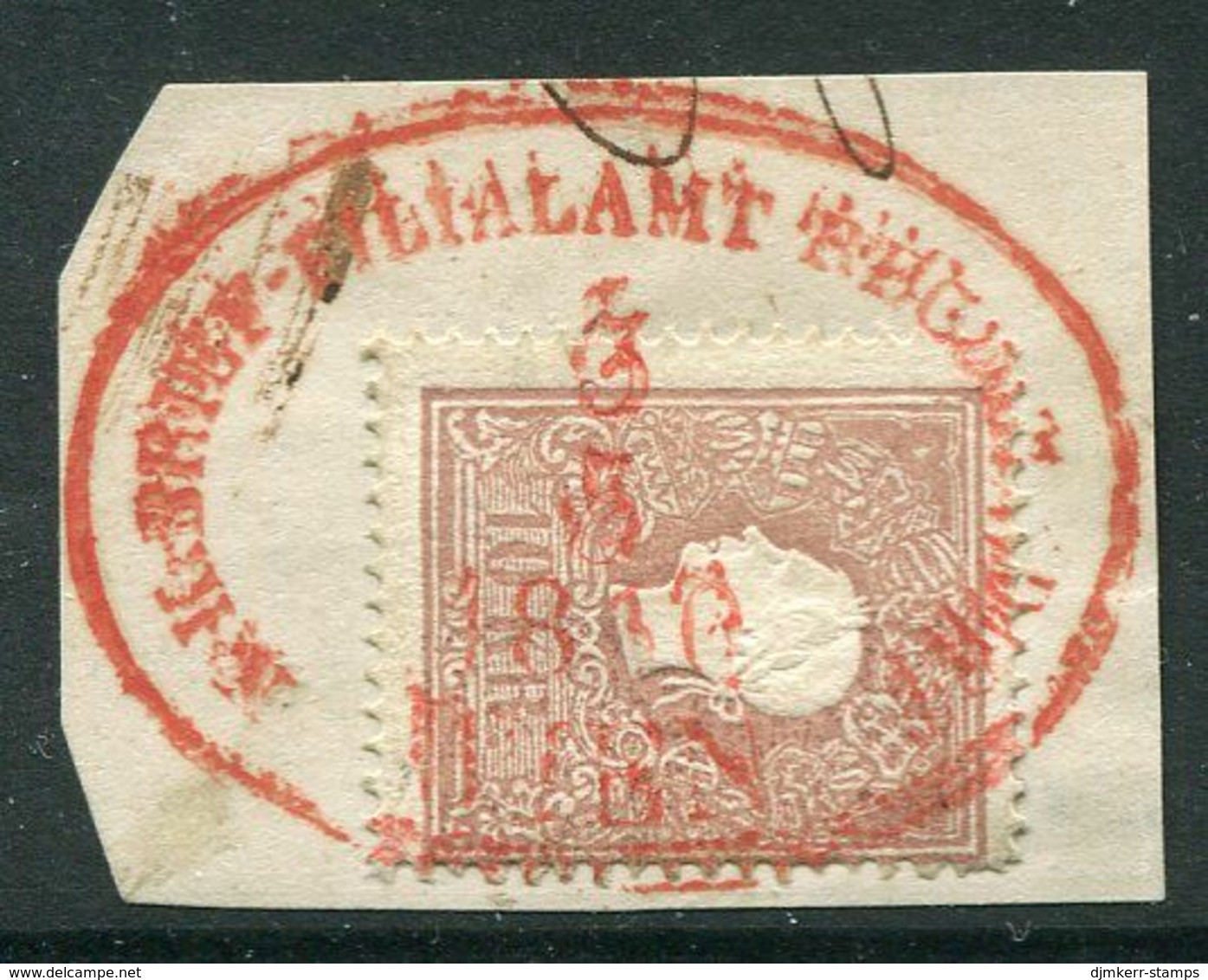 AUSTRIA 1859 10 Kr. Type II Used On Piece With Red Registration Postmark.  Michel 14 II - Used Stamps