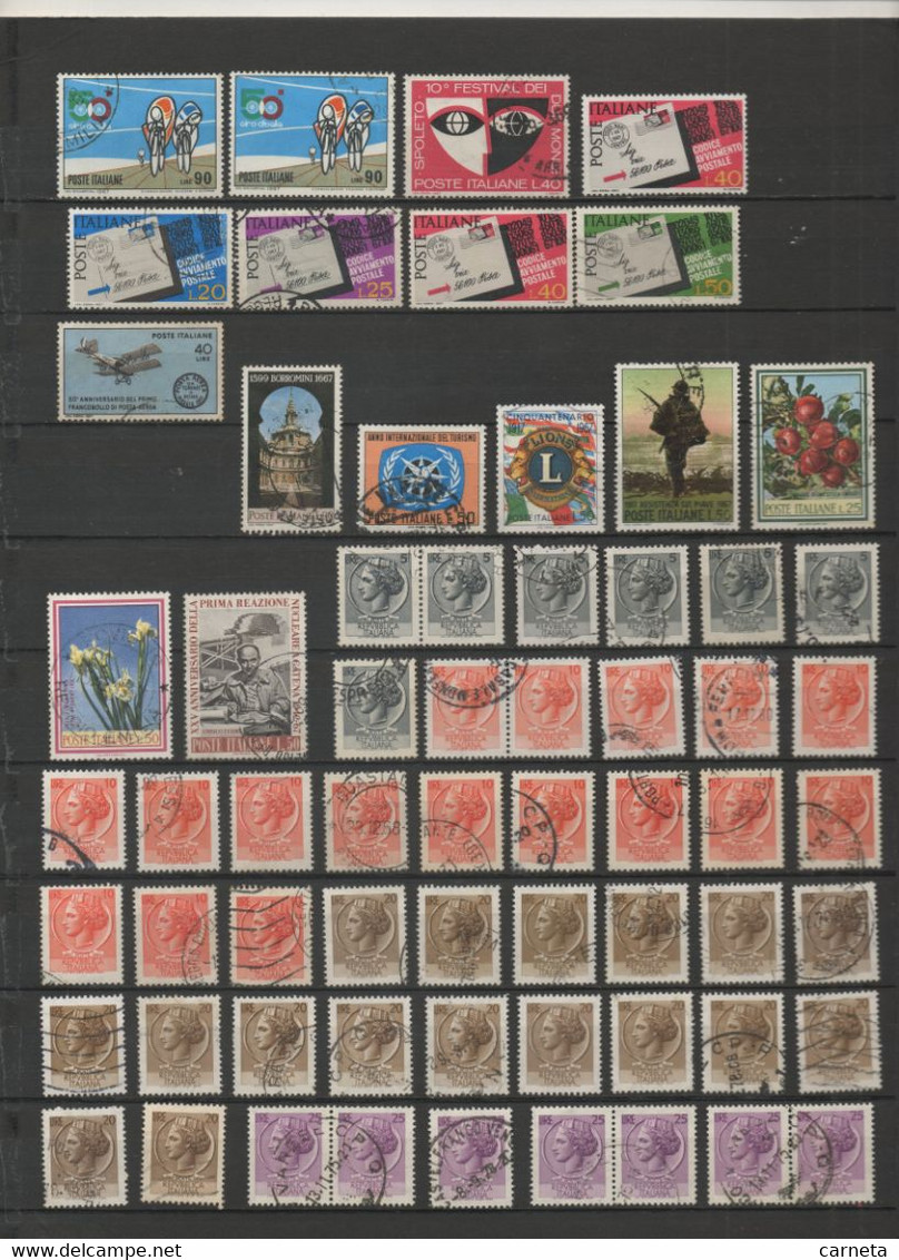 ITALIE  N° LOT DE 919 TIMBRES OBLITERES  ( 21 SCANS )  COTE  196.55€