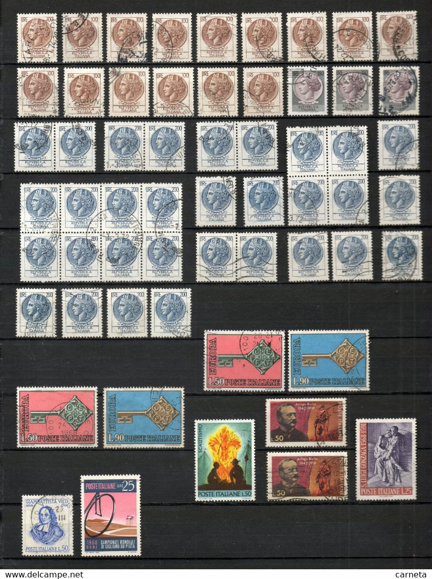 ITALIE  N° LOT DE 919 TIMBRES OBLITERES  ( 21 SCANS )  COTE  196.55€